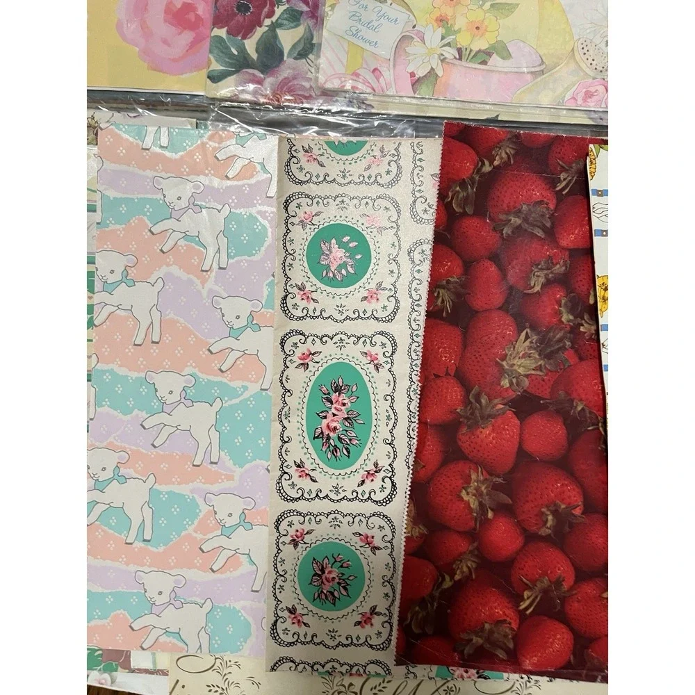 Vintage Gift Wrapping Paper Flat Wrap Sheet Packages Mixed Lot Occasions